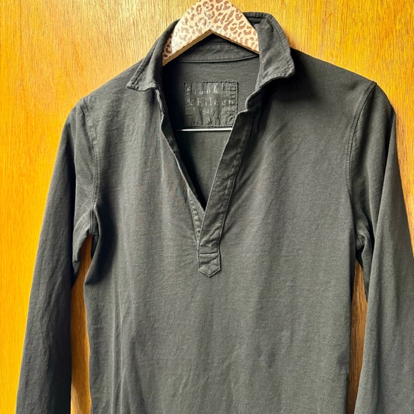 Frank & Eileen Nicole Long Sleeve Henley Dress Heritage Jersey Black Small S - Picture 6 of 14